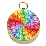 Psychedelic Rainbow Spiral Gold Compass