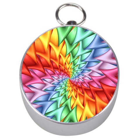 Psychedelic Rainbow Spiral Silver Compass from ArtsNow.com Front