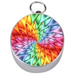 Psychedelic Rainbow Spiral Silver Compass