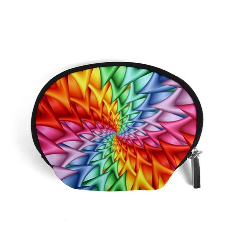 Psychedelic Rainbow Spiral Accessory Pouch (Small) from ArtsNow.com Front