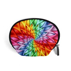 Psychedelic Rainbow Spiral Accessory Pouch (Small) from ArtsNow.com Front