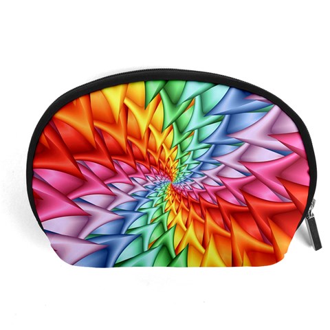 Psychedelic Rainbow Spiral Accessory Pouch (Large) from ArtsNow.com Front