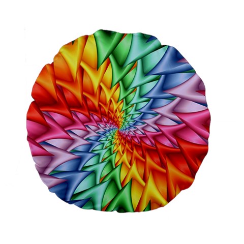 Psychedelic Rainbow Spiral Standard 15  Premium Flano Round Cushion  from ArtsNow.com Front