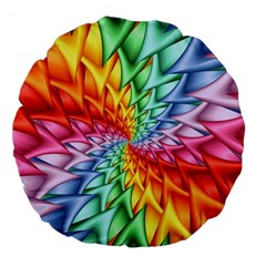 Psychedelic Rainbow Spiral Large 18  Premium Flano Round Cushion  from ArtsNow.com Front