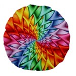 Psychedelic Rainbow Spiral Large 18  Premium Flano Round Cushion 