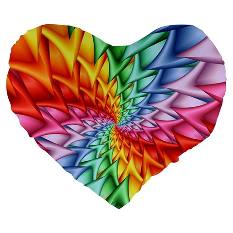 Psychedelic Rainbow Spiral Large 19  Premium Flano Heart Shape Cushion from ArtsNow.com Front