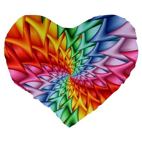 Psychedelic Rainbow Spiral Large 19  Premium Flano Heart Shape Cushion from ArtsNow.com Back