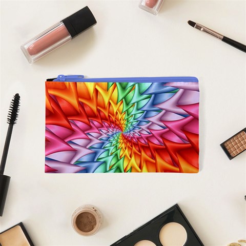 Psychedelic Rainbow Spiral Cosmetic Bag (XS) from ArtsNow.com Front