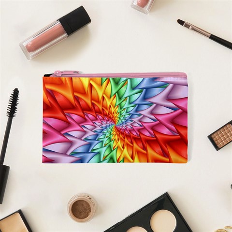 Psychedelic Rainbow Spiral Cosmetic Bag (XS) from ArtsNow.com Front