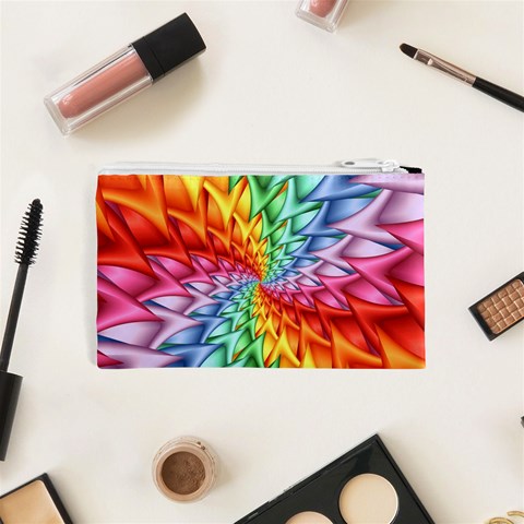 Psychedelic Rainbow Spiral Cosmetic Bag (XS) from ArtsNow.com Back