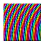 Psychedelic Rainbow Glitter Stripes Tile Coaster