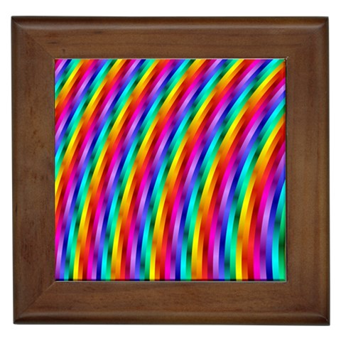 Psychedelic Rainbow Glitter Stripes Framed Tile from ArtsNow.com Front