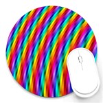 Psychedelic Rainbow Glitter Stripes Round Mousepad