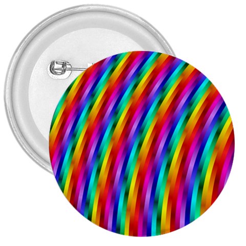 Psychedelic Rainbow Glitter Stripes 3  Button from ArtsNow.com Front