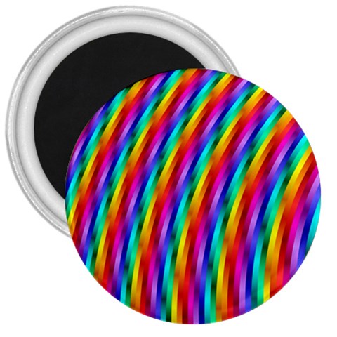 Psychedelic Rainbow Glitter Stripes 3  Magnet from ArtsNow.com Front