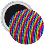 Psychedelic Rainbow Glitter Stripes 3  Magnet