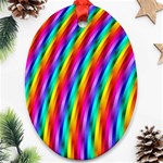 Psychedelic Rainbow Glitter Stripes Ornament (Oval)