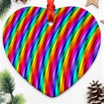 Psychedelic Rainbow Glitter Stripes Ornament (Heart)