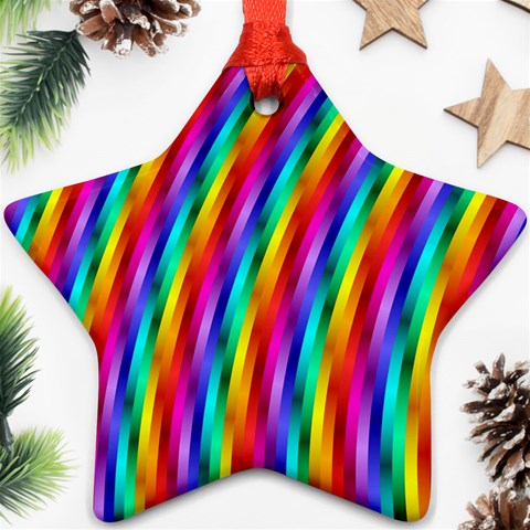 Psychedelic Rainbow Glitter Stripes Ornament (Star) from ArtsNow.com Front