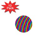 Psychedelic Rainbow Glitter Stripes 1  Mini Button (10 pack) 