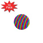 Psychedelic Rainbow Glitter Stripes 1  Mini Magnet (10 pack) 