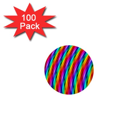 Psychedelic Rainbow Glitter Stripes 1  Mini Button (100 pack)  from ArtsNow.com Front