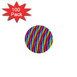 Psychedelic Rainbow Glitter Stripes 1  Mini Button (100 pack) 