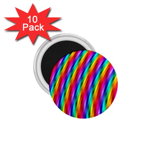 Psychedelic Rainbow Glitter Stripes 1.75  Magnet (10 pack)  from ArtsNow.com Front