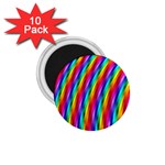 Psychedelic Rainbow Glitter Stripes 1.75  Magnet (10 pack) 