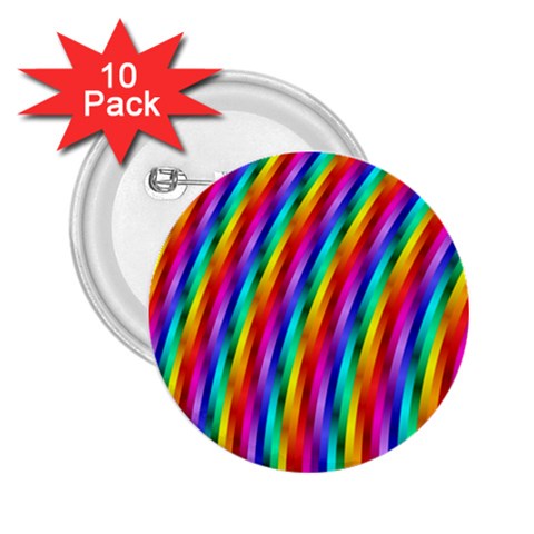 Psychedelic Rainbow Glitter Stripes 2.25  Button (10 pack) from ArtsNow.com Front