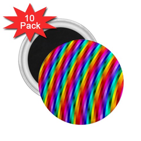 Psychedelic Rainbow Glitter Stripes 2.25  Magnet (10 pack) from ArtsNow.com Front