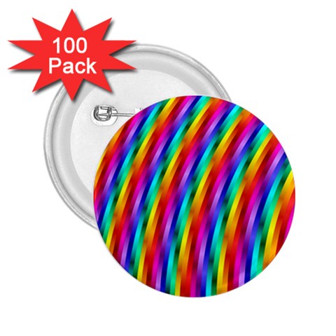 Psychedelic Rainbow Glitter Stripes 2.25  Button (100 pack) from ArtsNow.com Front