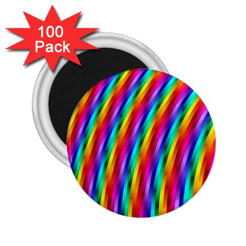 Psychedelic Rainbow Glitter Stripes 2.25  Magnet (100 pack)  from ArtsNow.com Front