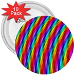 Psychedelic Rainbow Glitter Stripes 3  Button (10 pack)