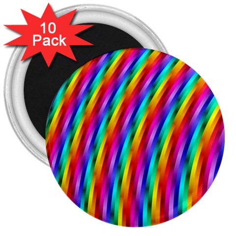 Psychedelic Rainbow Glitter Stripes 3  Magnet (10 pack) from ArtsNow.com Front