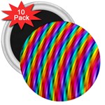 Psychedelic Rainbow Glitter Stripes 3  Magnet (10 pack)