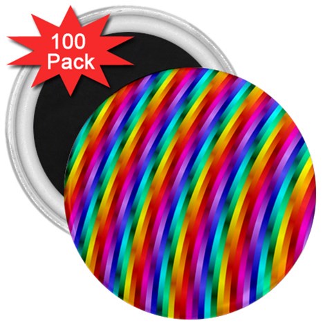 Psychedelic Rainbow Glitter Stripes 3  Magnet (100 pack) from ArtsNow.com Front