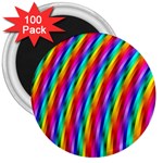 Psychedelic Rainbow Glitter Stripes 3  Magnet (100 pack)