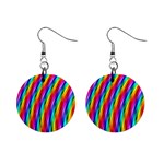 Psychedelic Rainbow Glitter Stripes 1  Button Earrings