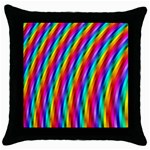 Psychedelic Rainbow Glitter Stripes Throw Pillow Case (Black)