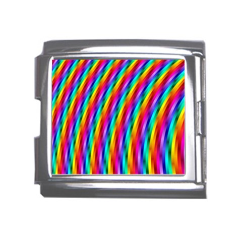 Psychedelic Rainbow Glitter Stripes Mega Link Italian Charm (18mm) from ArtsNow.com Front