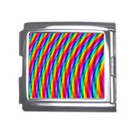 Psychedelic Rainbow Glitter Stripes Mega Link Italian Charm (18mm)