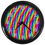 Psychedelic Rainbow Glitter Stripes Wall Clock (Black)