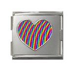 Psychedelic Rainbow Glitter Stripes Mega Link Heart Italian Charm (18mm)