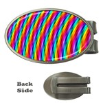 Psychedelic Rainbow Glitter Stripes Money Clip (Oval)