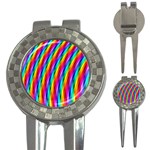 Psychedelic Rainbow Glitter Stripes 3-in-1 Golf Divot