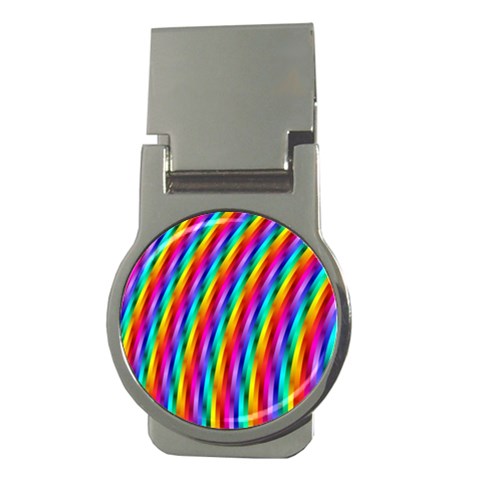 Psychedelic Rainbow Glitter Stripes Money Clip (Round) from ArtsNow.com Front