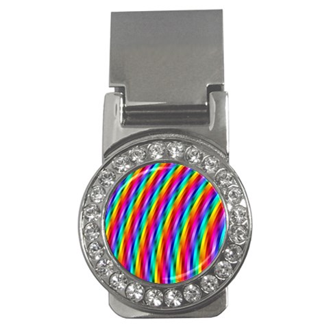 Psychedelic Rainbow Glitter Stripes Money Clip (CZ) from ArtsNow.com Front