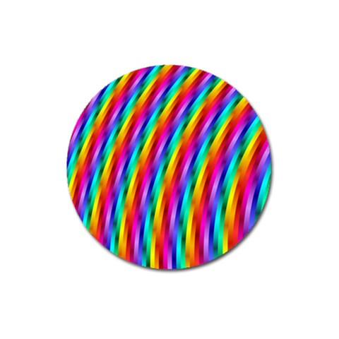 Psychedelic Rainbow Glitter Stripes Magnet 3  (Round) from ArtsNow.com Front