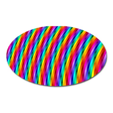 Psychedelic Rainbow Glitter Stripes Magnet (Oval) from ArtsNow.com Front